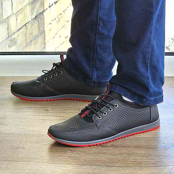 Мужские Мокасины Летние Черные Туфли Сеточка Перфорированный в дырочку (размеры: 40,41,42,43,44,45)- 218-2 Днепр