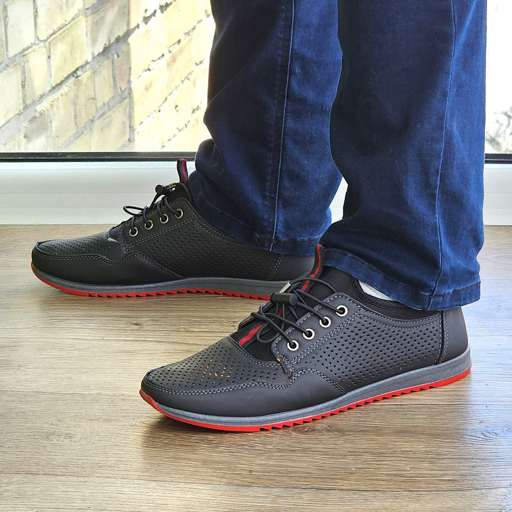 Чоловічі мокасини Літні Чорні Туфлі Сіточка Перфорований у дірочку (розміри: 40,41,42,43,44,45) - 218-2 Дніпро - фото 3