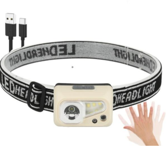 Налобний ліхтар SH-S4-XPE+3SMD, датчик руху, вбудований акумулятор, ЗУ Type-C Дніпро