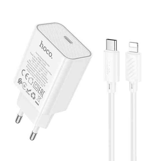 Сетевое зарядное устройство с кабелем HOCO C143A Benefit single port PD20W charger set(C to iP) White Одесса