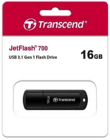 Flash Drive Transcend JetFlash 700 16 GB USB 3.1 Black (TS16GJF700) (6986636) Киев