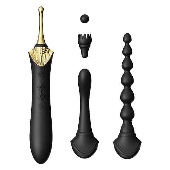 Мультифункціональний вібратор Zalo — Bess 2 Obsidian Black, 4 насадки, підігрів Sex Aura Київ