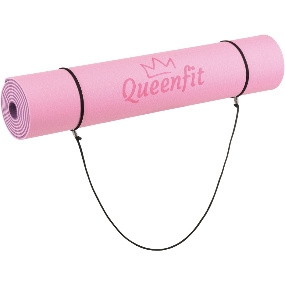 Килимок (мат) для фітнесу та йоги Queenfit Premium TPE 0,6см рожево-фіолетовий Київ - фото 8