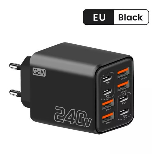 Зарядное устройство GaN 240 Вт 8 в 1, USB-C + USB-A, сетевой адаптер Запорожье - изображение 2