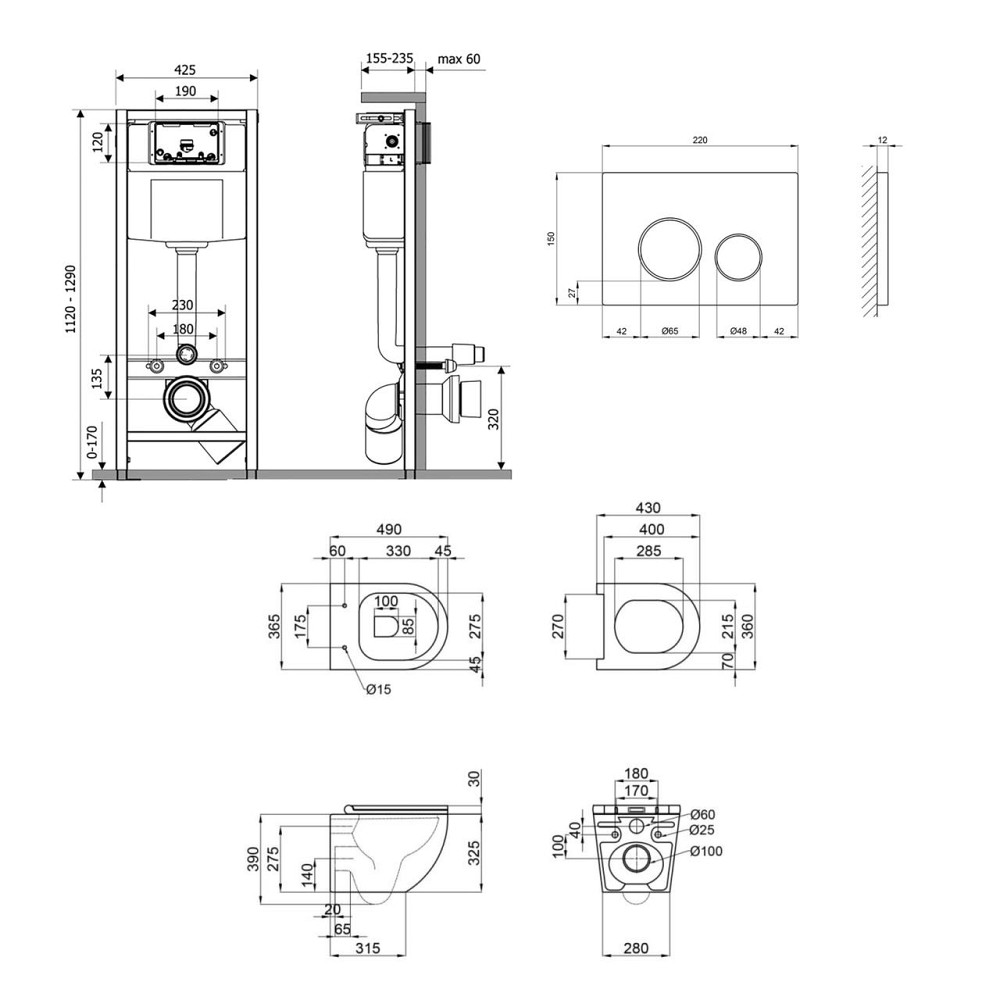Готове рішення Qtap для ванної кімнати: підвісний унітаз Robin Ultra Quiet 490x365x325 + комплект інсталяції Nest 4 в 1 (кругла Київ - фото 2