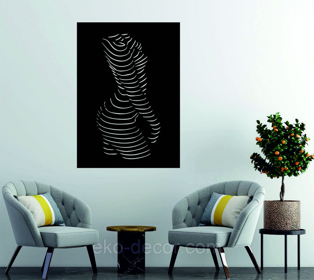 Декоративное настенное Панно «Силуэт женщины», Декор на стену 110*77 см, Черный Киев - изображение 5