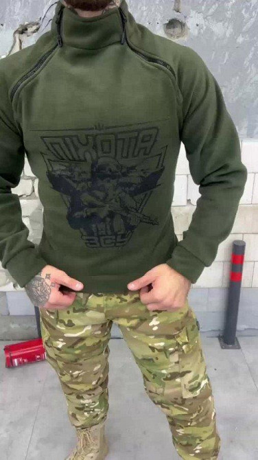 Флиска пихота олива мужская под горло теплая ХХЛ Одесса - изображение 1