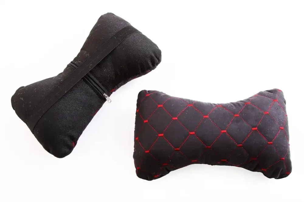 Подушка підголовника алькантара чорний/червоний нитка (2 шт). Вінниця - фото 1