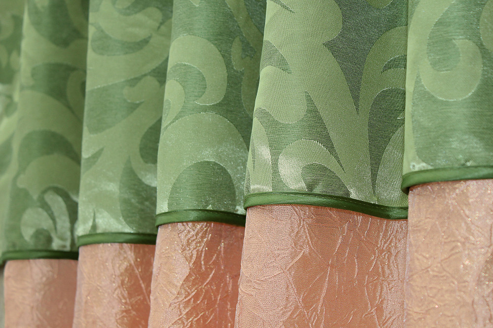 Кухонные шторы VR-Textil № 073к с ламбрекеном и подхватами персиковый с салатовым 270х170 см (52-0178) Киев - изображение 4