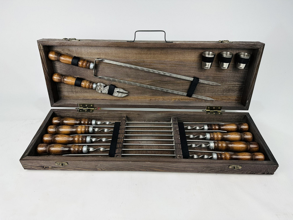 Подарунковий набір шампурів в дерев'яному кейсі для пікніка КІЗЛЯР, ручної роботи (шампура і аксесуари) HAPPY DAYS Тернопіль - фото 3