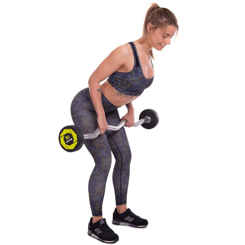 Штанга фіксована вигнута поліуретанова Zelart 2690-15 довжина 104 см 15 кг Київ - фото 8