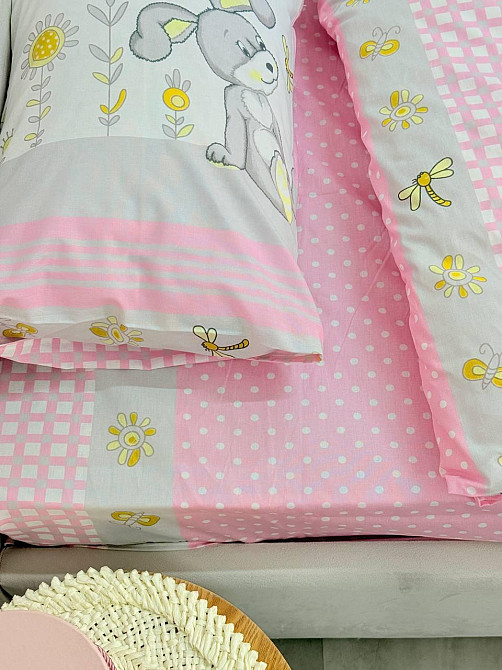 Ecotton Дитячий комплект постільної білизни Ecotton 110х140 см Рожевий Зайчик Київ - фото 3