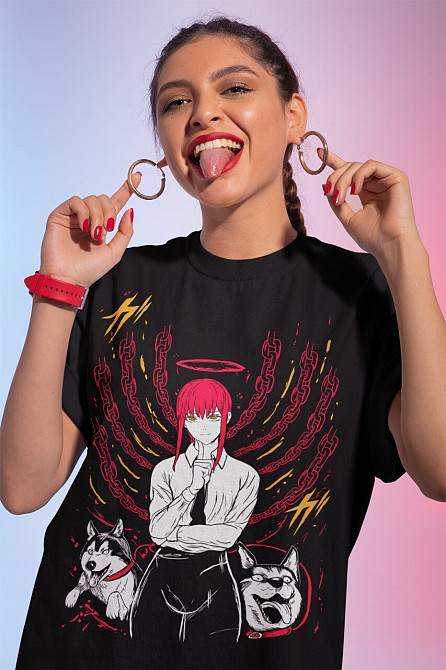 Футболка для хлопчика з аніме принтом Людина-бензопила оверсайз (зріст від 165 до 180) Чорний AnimeJ0527m Дніпро - фото 1