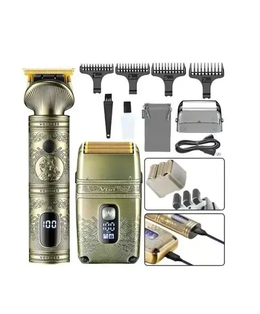 Набір для стрижки та гоління VGR V-649 2 в 1, триммер та електробритва з акумулятором USB Одеса - фото 6