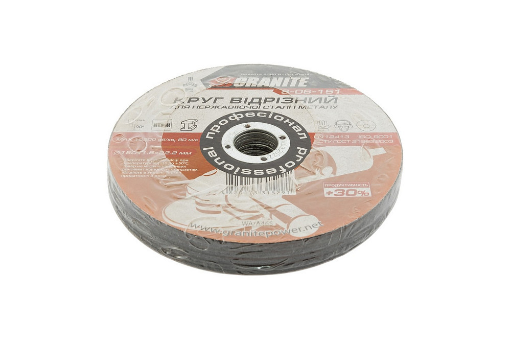 GRANITE Диск абразивний відрізний для металу та нержавіючої сталі GRANITE PROFI +30 150х1.6х22. Коломыя - изображение 2