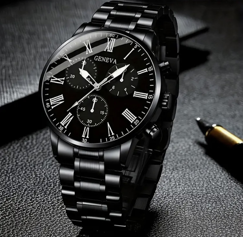 Подарочный набор для мужчин наручные часы с браслетом кулоном и кольцом черный Киев - изображение 6