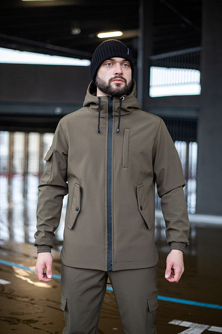 Чоловічий тактичний костюм Softshell Intruder хакі, куртка з капюшоном і штани з кишенями софтшел L Одеса - фото 2