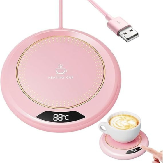 Підставка з підігрівом для напоїв, термонагрівач для чашки 20 Вт з USB-дротом і індикатором температури, рожевий Кам'янець-Подільський