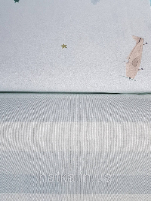 Шпалери вінілові на флізеліні AdaWall Ada Kids метрові дитячі смуги широкі блакитні білі Київ - фото 2