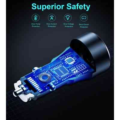 Зарядний пристрій Choetech car USB-A/USB-C 63W QC3.0/PD/PPS black (TC0010-BK) Вінниця