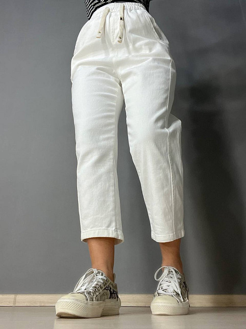 Джинси жіночі A-N 9962 MOM кюлоти укорочені резинка на таліі шнурок білі, білий, M, M, 76 см, 100 см Київ - фото 10