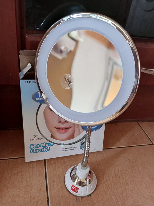Складное косметическое зеркало для макияжа круглое увеличительное 10X My Fold Away Mirror с LED (JG- Полтава - изображение 1