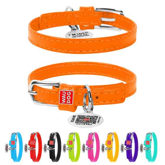 Нашийник для собак шкіряний WAUDOG Glamour з QR паспортом, без прикрас, XXS, Ш 9 мм, Дов 19-25 Коломия