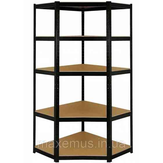 Стеллаж угловой металлический торговый Siker CGS40 полочные стеллажи для дома в гараж магазин и подвал черный Мостиська