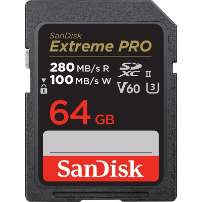 Карта пам&apos;яті SanDisk 64GB SD class 10 UHS-I U3 V60 R280/W100MB/s Extreme PRO (SDSDXEP-064G-GN4IN) Вінниця - фото 1