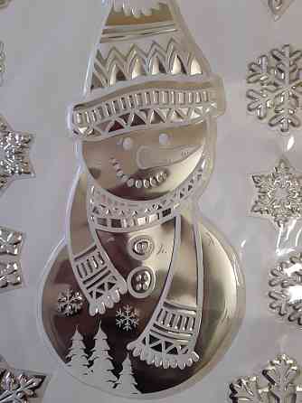 Новорічні наклейки на скло Сніговик розмір наклейки 29*41см, Melinera Київ