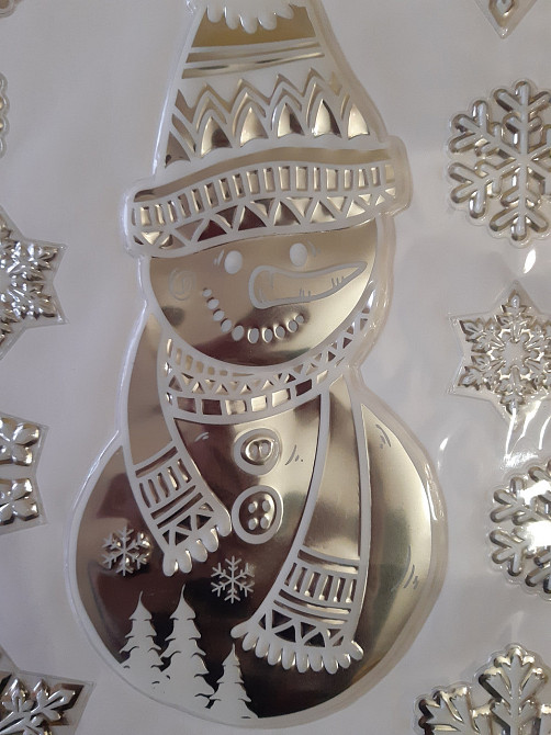 Новорічні наклейки на скло Сніговик розмір наклейки 29*41см, Melinera Київ - фото 2