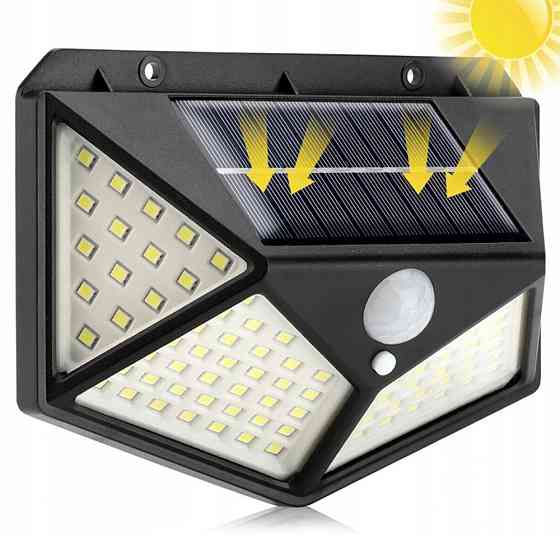 Вуличний ліхтар на сонячній батареї 100LED, BK-100 / Зовнішній LED світильник / Настінний світлодіодний ліхтар Київ