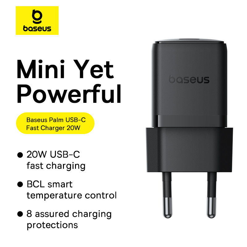 Мережевий зарядний пристрій Baseus Palm Fast Charger 1C 20W EU Cluster Black Одеса - фото 9