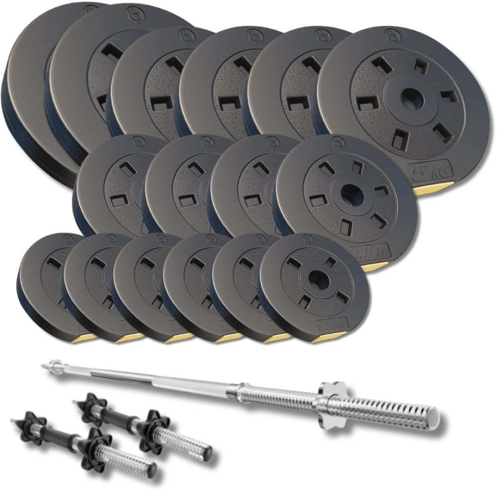 Набір зі штангою та гантелями Besport PowerPro 68кг (гриф 167см) Київ - фото 1