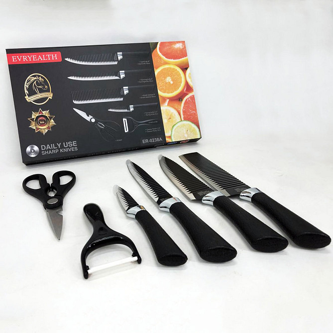 Поварской нож нержавеющая сталь, Стальные кухонные ножи, Набор ножей кухонные ножи поварские набор EQ-17 Львов - изображение 9