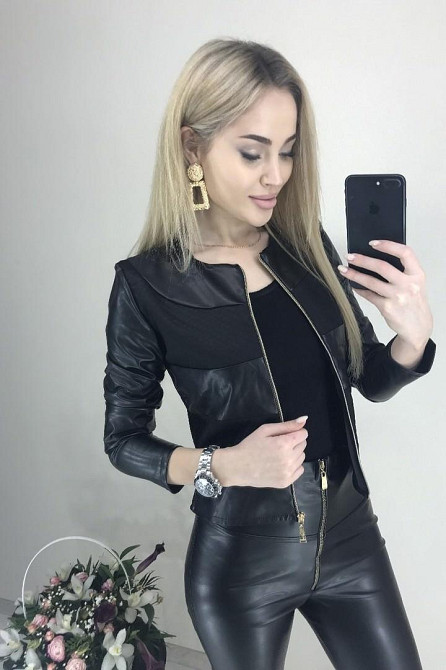 Жіноча легка шкіряна куртка "Nika" оптом | Батал | Розпродаж моделі Київ - фото 10