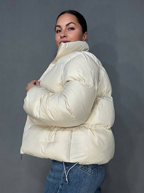 Куртка женская Fashion 3095 короткая пуффер воротник стойка молочная, молочний, L Киев - изображение 14