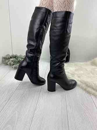 Stepter Модні чоботи зимові жіночі з натуральної шкіри на підборах чорні теплі р. 36, 38, 39 (6 Коломия