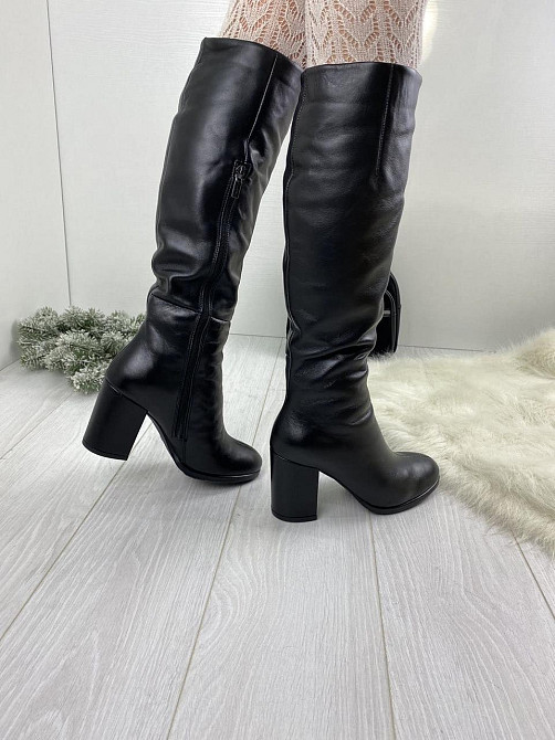 Stepter Модні чоботи зимові жіночі з натуральної шкіри на підборах чорні теплі р. 36, 38, 39 (6 Коломия - фото 4