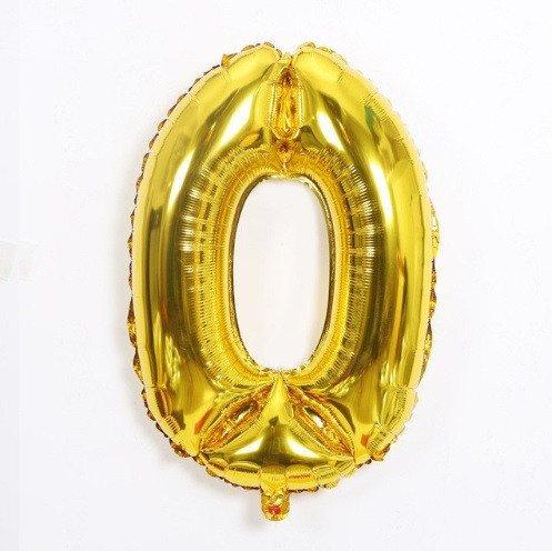 Шарик цифра 0 фольгированная 16 дюймов золотистый Киев - изображение 1