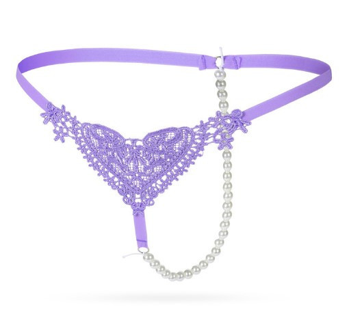 Еротичні труси з перлами універсальний бузковий Київ - фото 1