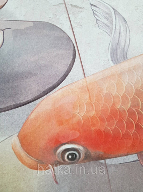 Фотообои водостойкие Koi pink рыбки цветы бежевые красные Киев - изображение 1