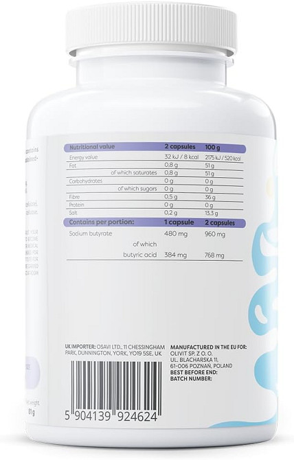 Бутират натрію Osavi Sodium butyrate SR, 960 mg 120 caps Луцьк - фото 2