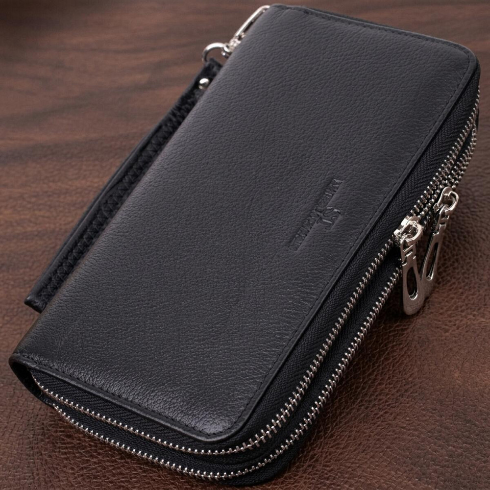 Чоловічий клатч на два відділення з натуральної шкіри ST Leather 22531 Чорний Київ - фото 11
