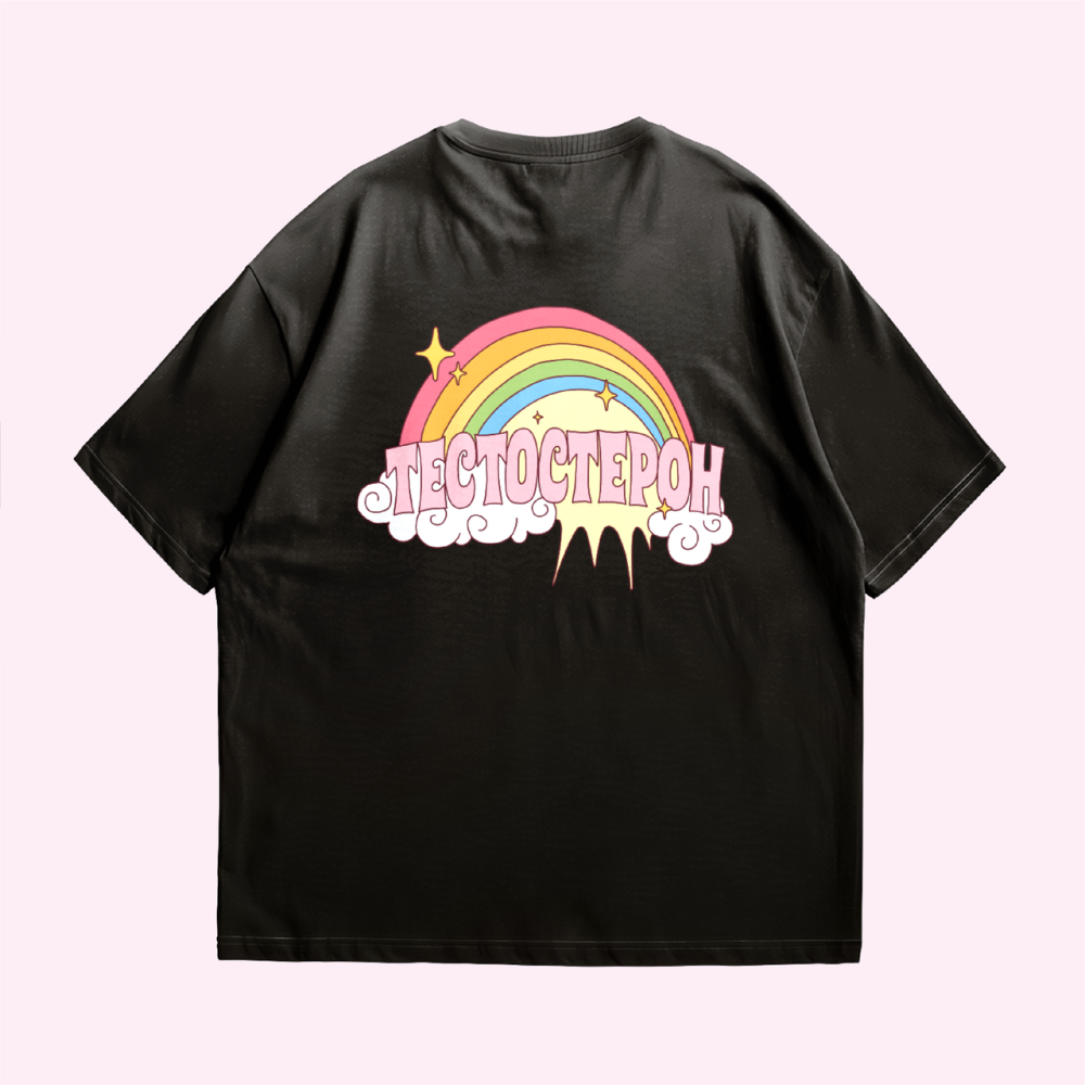 Оверсайз футболка «ТЕСТОСТЕРОН» с большим принтом Розовый, XL Черновцы - изображение 1