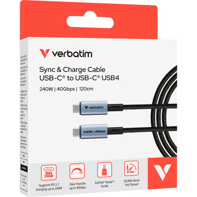 Дата кабель USB-C to USB-C 1.2m 240W black Verbatim (31847) Винница - изображение 3
