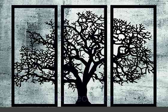Декоративное настенное Панно «Дерево», Декор на стену 125*90 см, Черный Киев