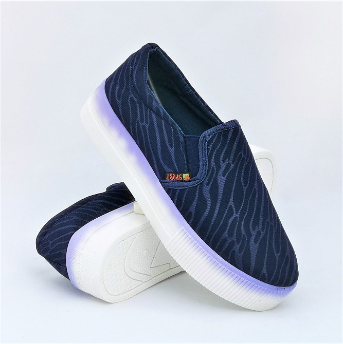 .Женские Синие Слипоны Мокасины на Высокой Толстой Подошве (размеры: 36,37,38,39,41) Днепр - изображение 3