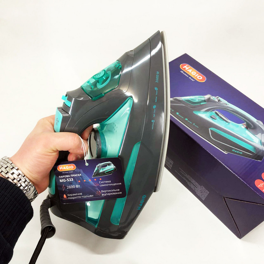Утюг для одежды с функцией пара Magio MG-533 2600 Вт, Утюг керамический антипригарный CL-27 Львов - изображение 9