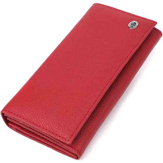 Яскравий вертикальний гаманець із натуральної шкіри ST Leather 23087 Червоний Київ
